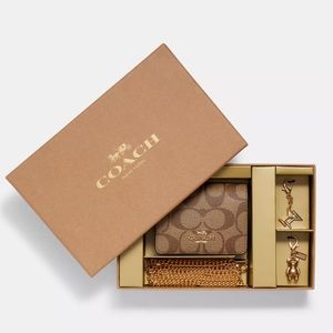 NWT Coach Boxed Mini Wallet on a Chain in Blocked
Signature Canvas